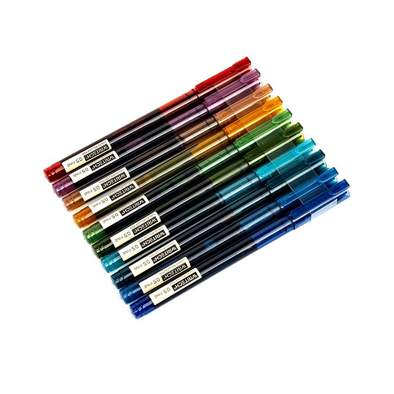 WRITECH Rolling Ball Pens Quick Dry Ink 0.5 mm Extra Fine Point Pens 10 Pcs  Liquid Ink Pen Rollerball Pens Vintage Color 