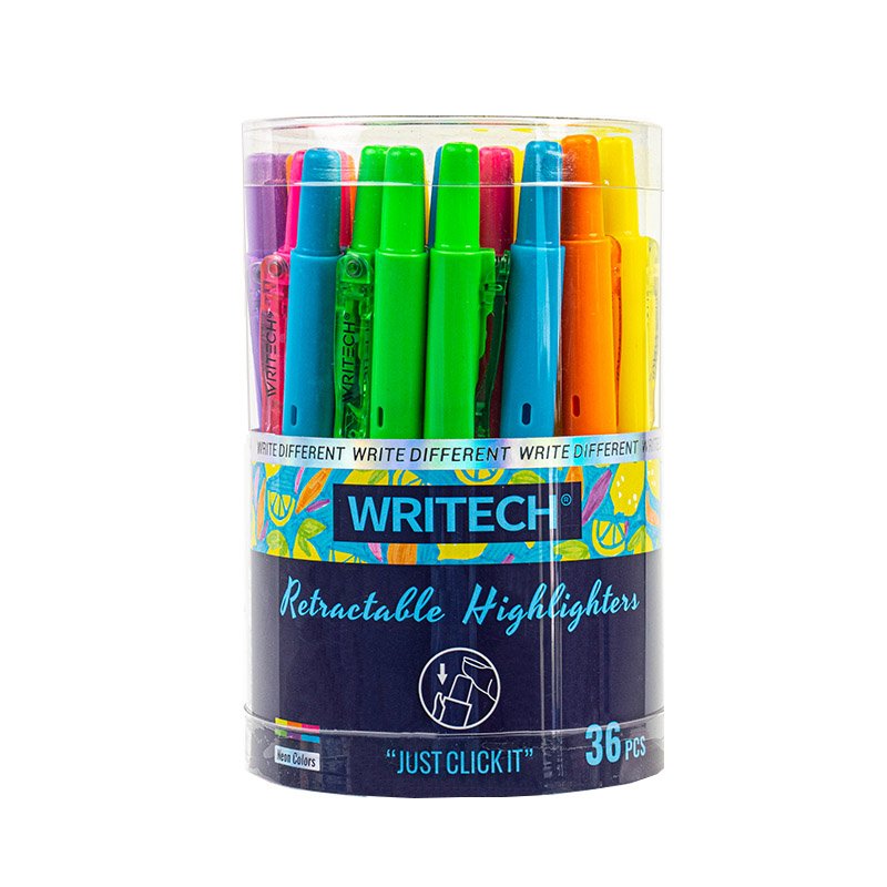 WRITECH RNAB08LK7WHJB writech retractable highlighters assorted colors:  chisel tip click aesthetic highlighter marker pens pack multi colored ink n